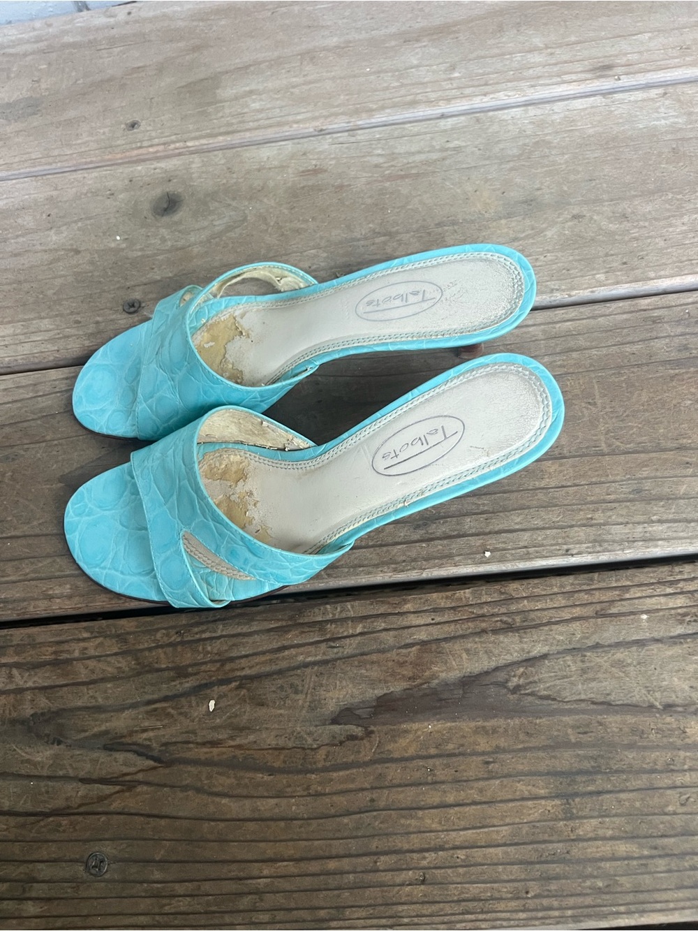 Talbots Turquoise Open-Toe Slide Mules - Picture 5 of 7
